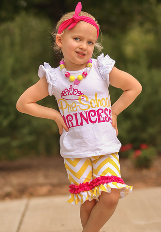 Yellow Chevron Pre-School Shorts Set