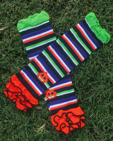 Pumpkin Stripe Leg Warmers