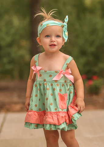 Mint Gold Polka Two Piece