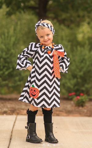 Black Chevron Pumpkin Dress