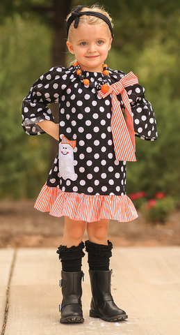 Black Polka Stripe Ghost Dress