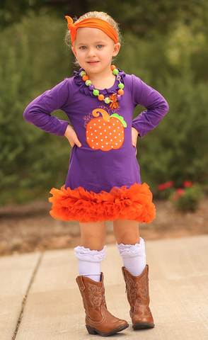 Purple Pumpkin One Piece Ruffle Dress