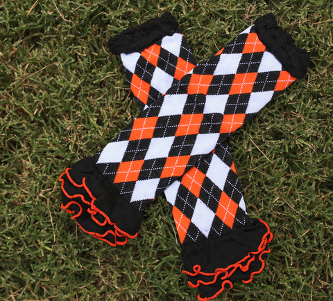 Black Orange Plaid Leg Warmers