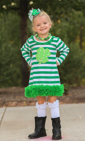 Clover Stripe Ruffle Dress