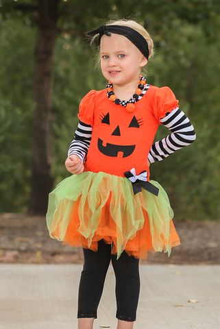 Pumpkin Tutu Dress With Leggings