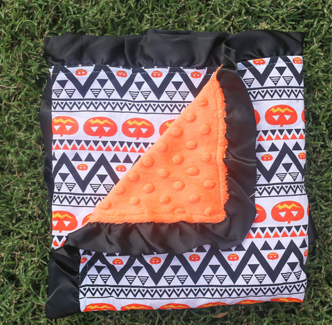 Pumpkin Aztec Orange Minky Blanket