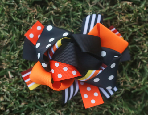 Fall Orange Feather Bow