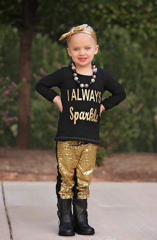 I Always Sparkle Gold Pant Set