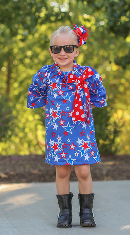 Polka Star Peasant Dress