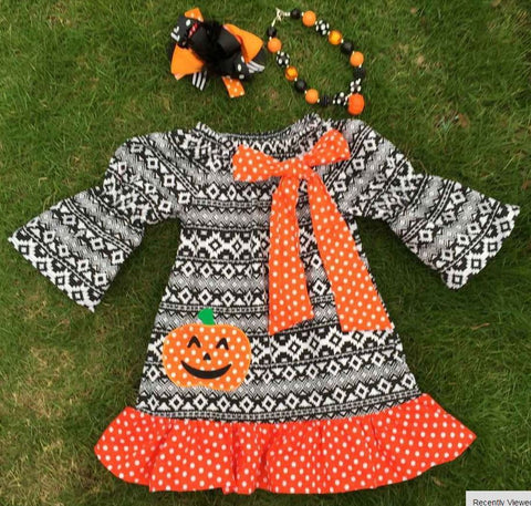 Black Aztec Polka Pumpkin Dress