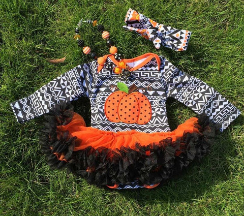 Black Aztec Pumpkin Onesie Tutu