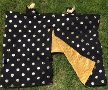 Black Polka Gold Minky Car Seat Canopy