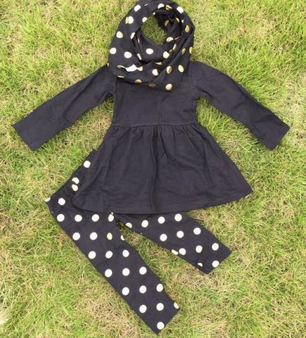 Black Gold Polka Scarf Pant Set