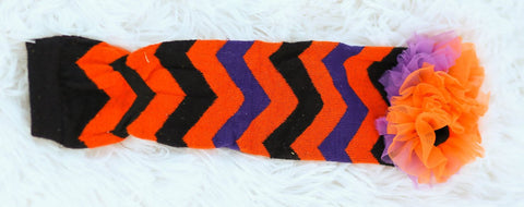 Black Orange Purple Chevron Leg Warmers