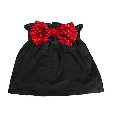 Black Red Sequin Skirt Bow