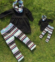 Black Stripe Aztec Baby Doll Scarf Set