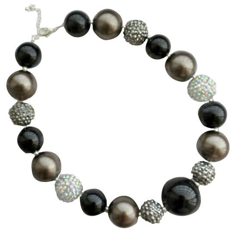 Black - Tan - Silver - Gumball Necklace