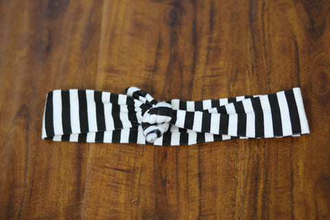 Black White Stripe Head Wrap Headband