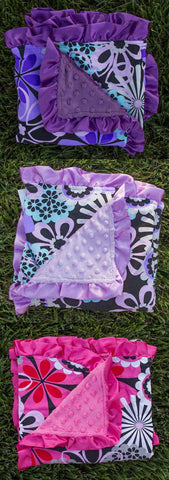 Black Wild Flower Minky Blanket