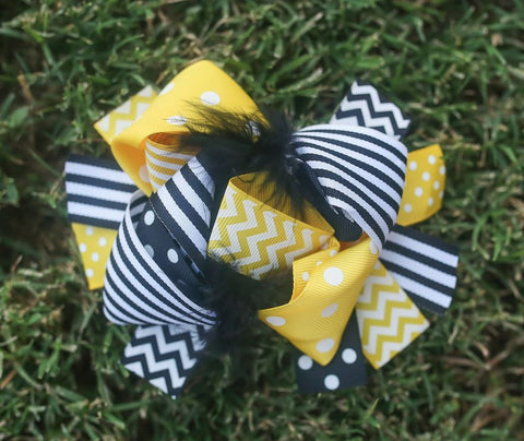 Black Yellow Chevron Bow