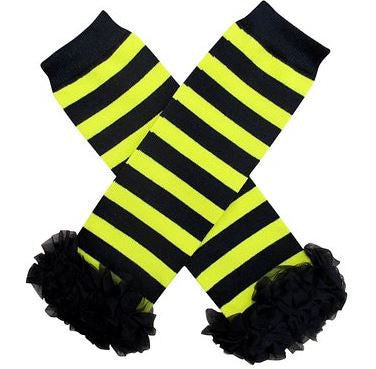 Black Yellow Stripe Leg Warmers