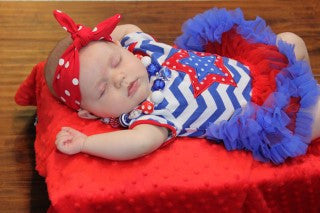 Blue Chevron Polka Onesie Star Tutu