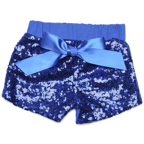 Blue Sequin Shorts Bow