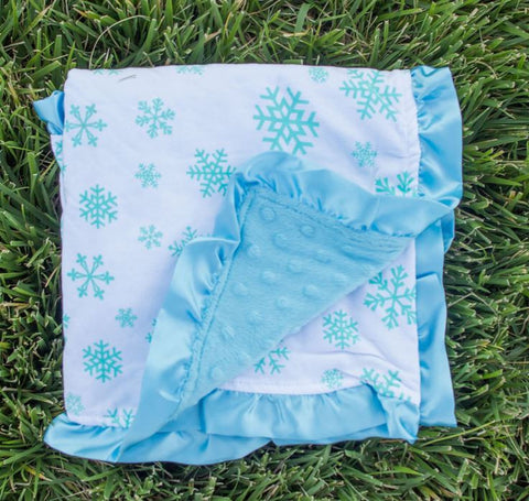 Blue Snowflake Minky Blanket