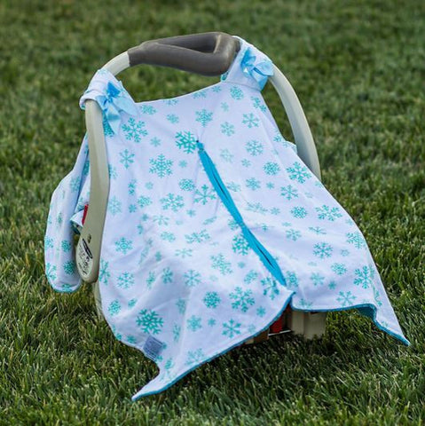 Blue Snowflake Minky Car Seat Canopy