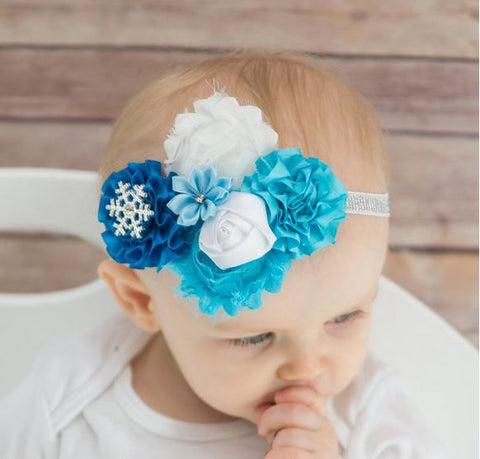 Blue - White - Snowflake Headband