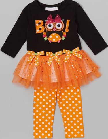 Boo Owl Glitter Tutu Capri Set