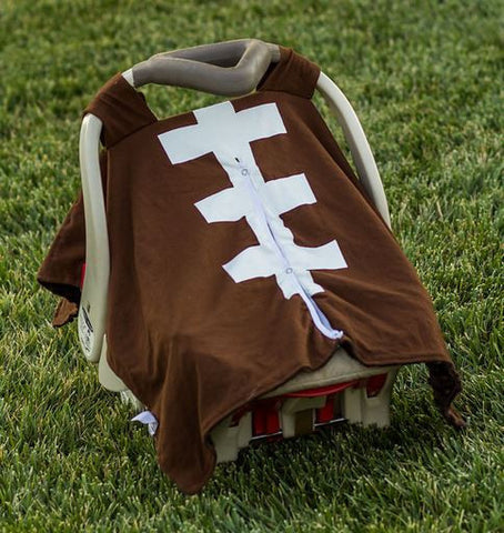 Brown Football Brown Minky Car Seat Canopy