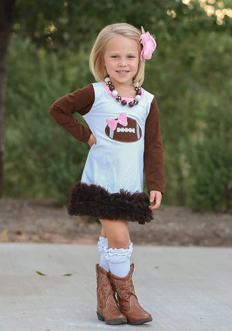 Brown Ruffle Bow Football Dress