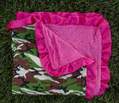 Camo Hot Pink Minky Blanket