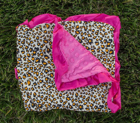 Cheetah Hot Pink Minky Blanket