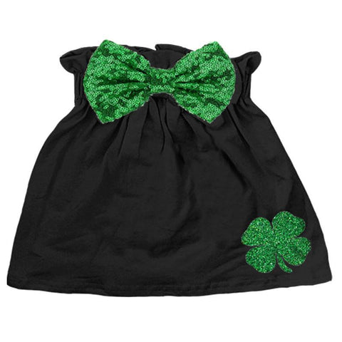 Clover Green Skirt Sparkle Sequin Bow Black