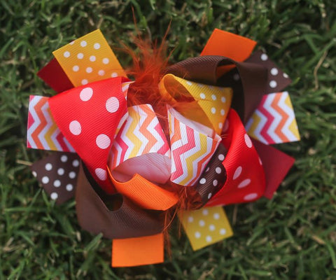 Fall Chevron Polka Bow