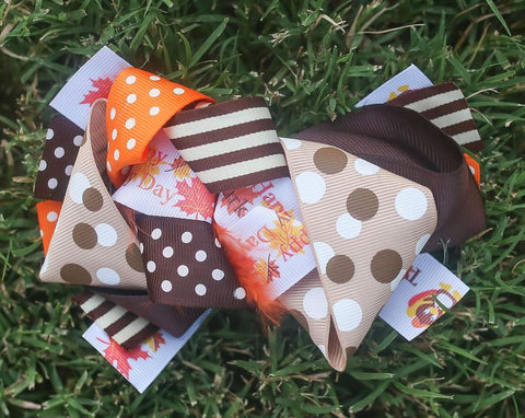 Fall Leaves Polka Bow