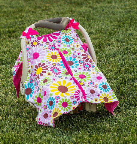 Flower Hot Pink Minky Car Seat Canopy