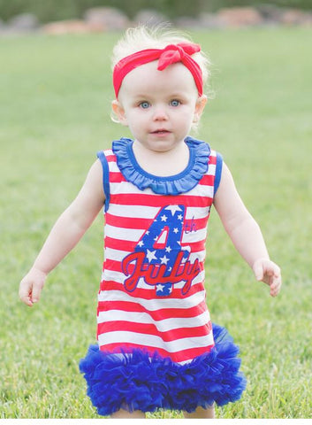 Fourth Red Stripe Ruffle Dress