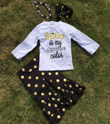 Glitter Signature Color Gold Pant Set