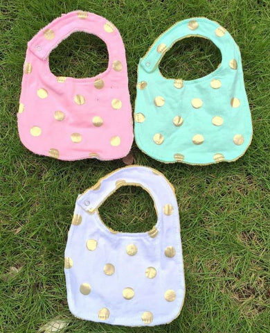 Gold Polka Minky Bib