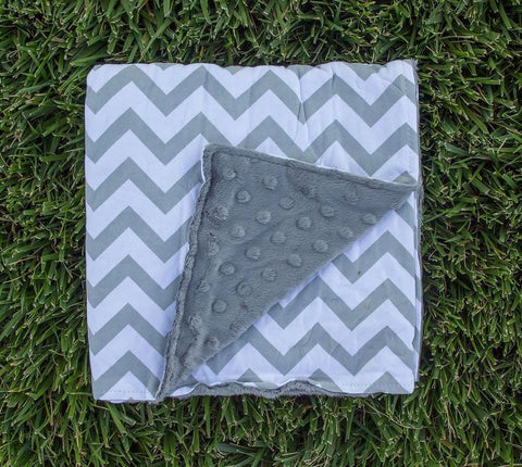 Gray Chevron Gray Minky Blanket