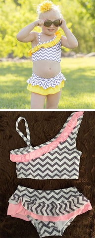 Gray Chevron Two Piece Swimsuit