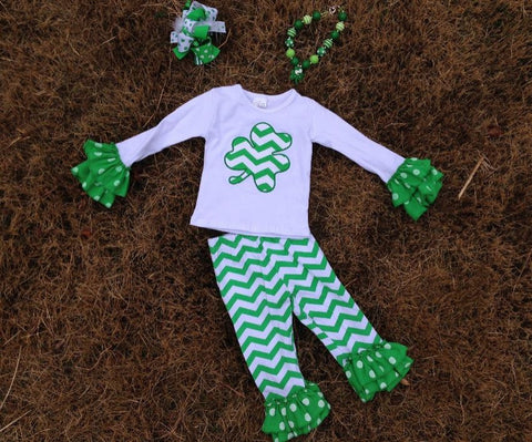 Green Clover Ruffle Pant Set