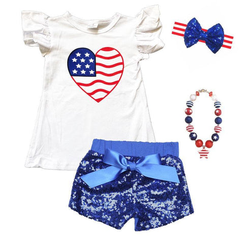 Heart Flag Shirt Stars Stripes White