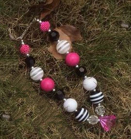 Hot Pink Black Diamond Necklace