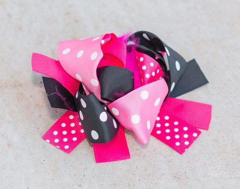 Hot Pink Black Polka Bow