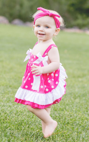 Hot Pink White Polka Two Piece