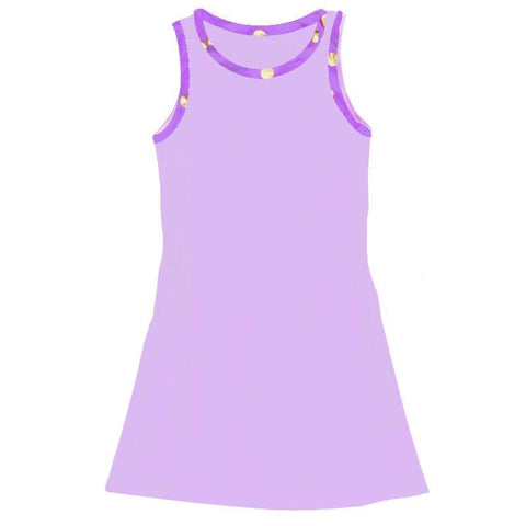 Lavender Tank Dress Sparkle Gold Purple Polka Dot